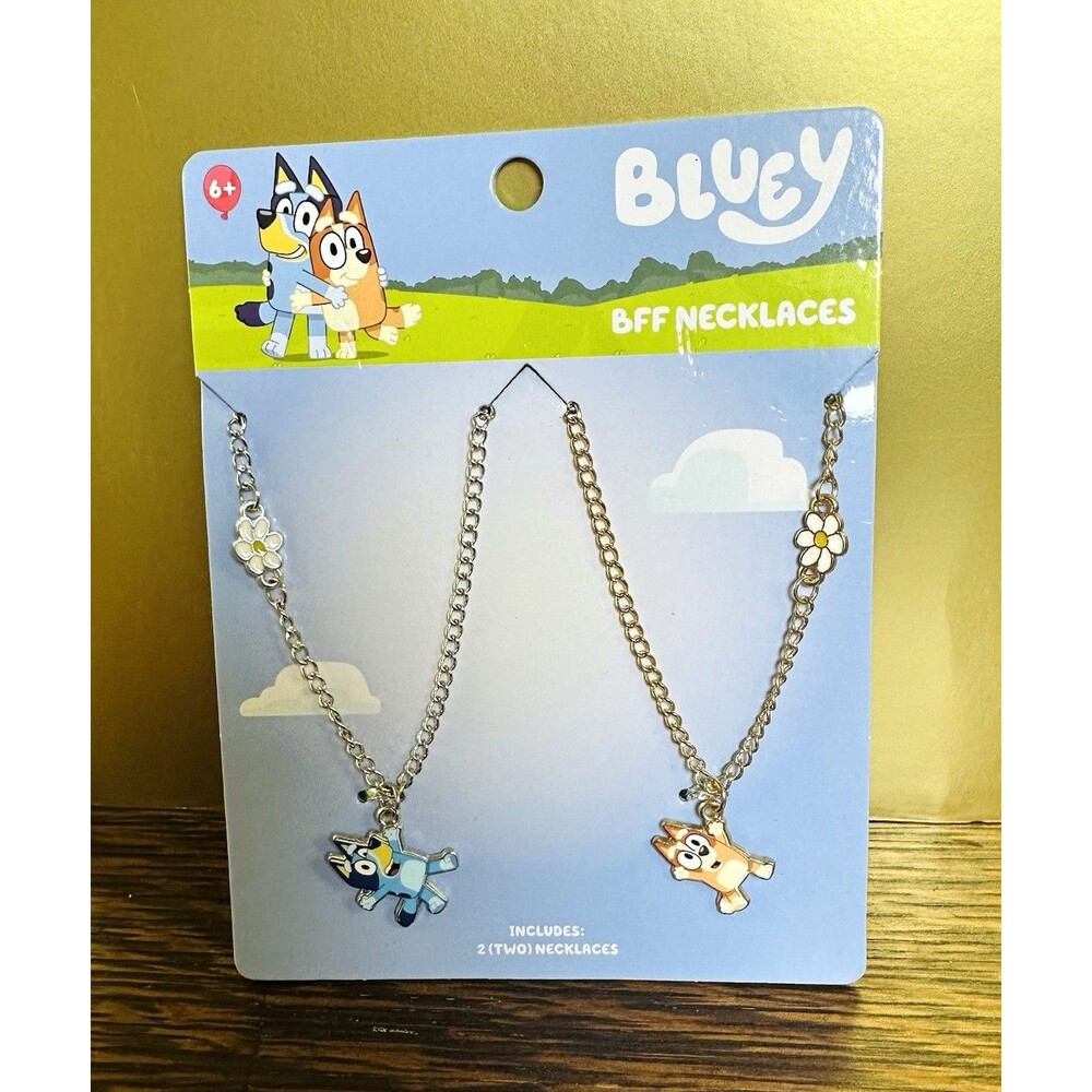 Bluey BFF 2-Pack Charm Necklaces Gold/Silver Cable Chain Dog Pendants